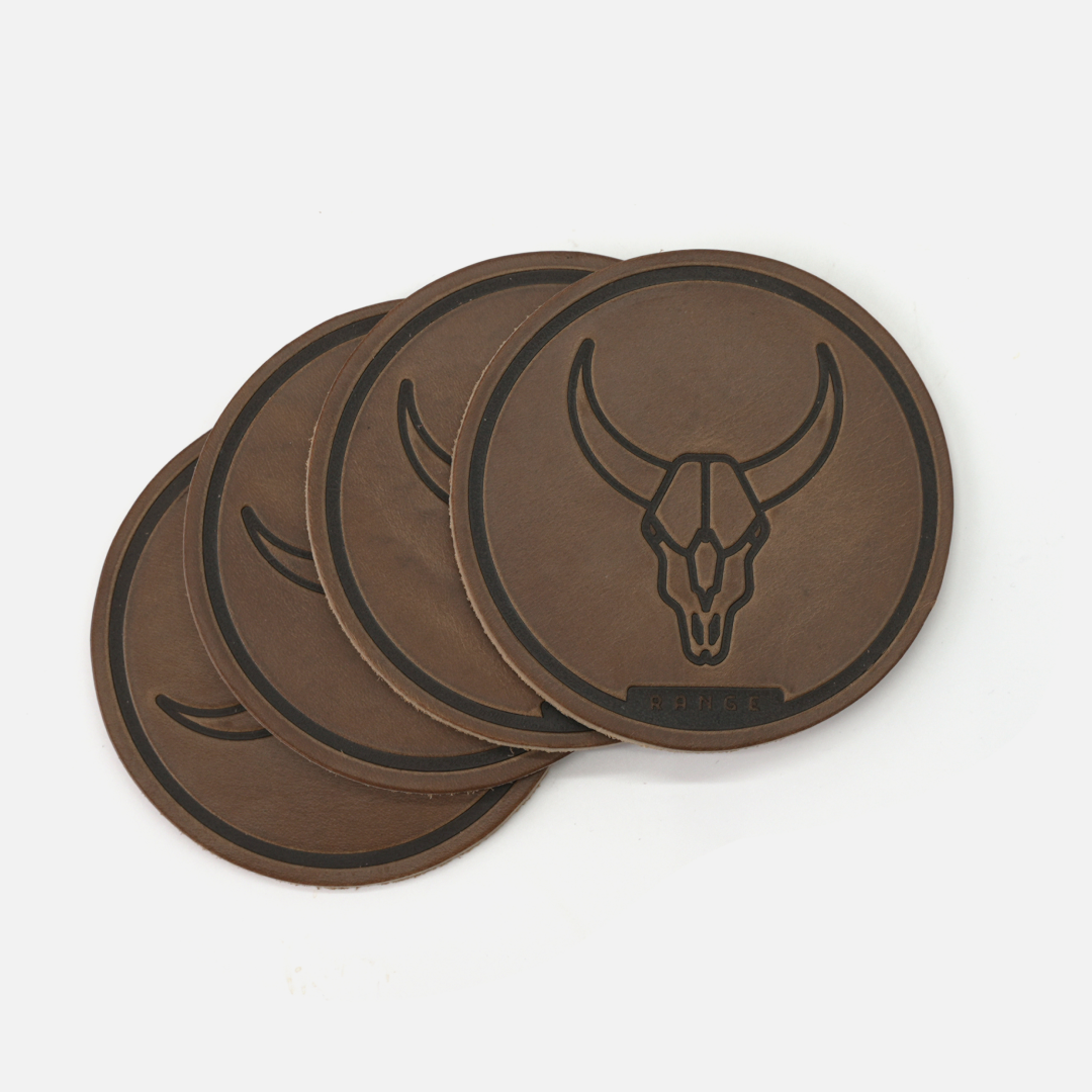 Skull Badge Coasters – Range Leather Co