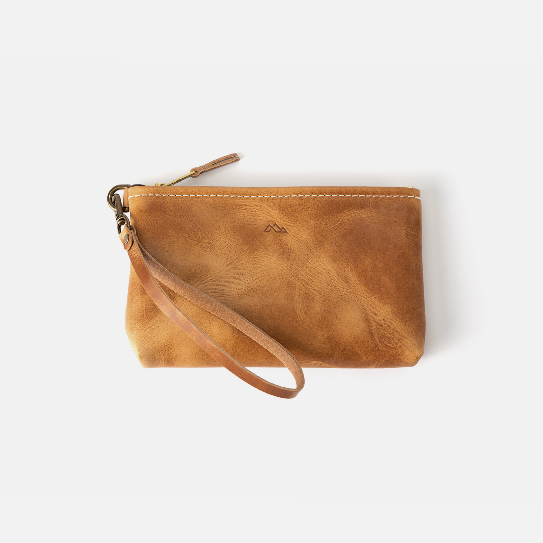 Tan leather clutch Clearance