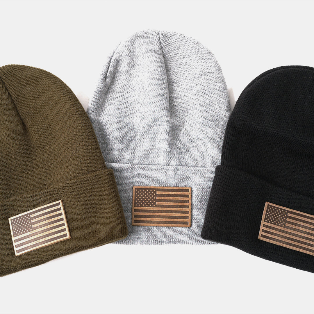 TOP HEADWEAR USA Flag Knitted Beanie - Double Layered, One Size Fits Most, Uncuffed