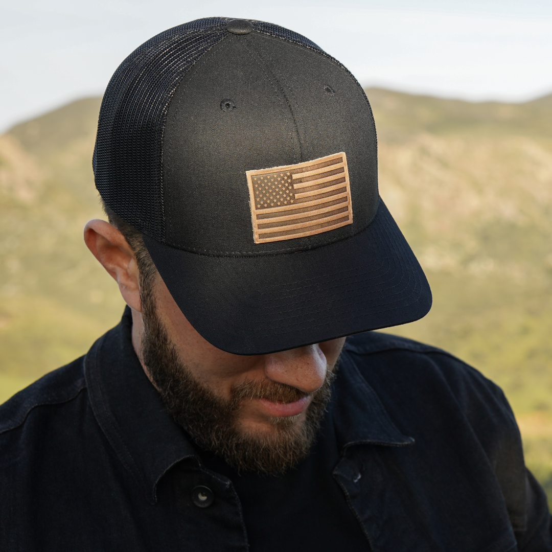 American Flag Hat Heather Gray White