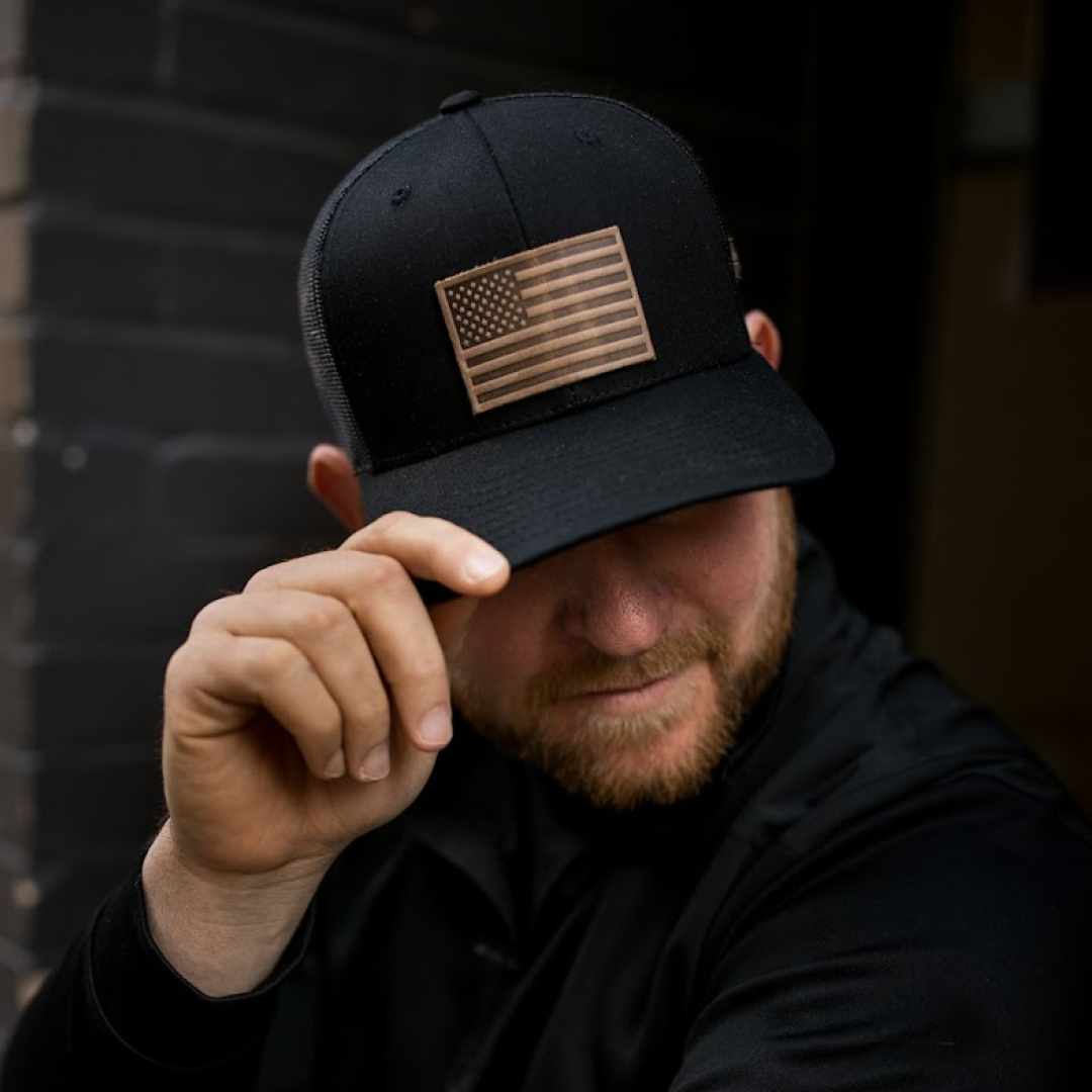 American Flag Hat Heather Gray White