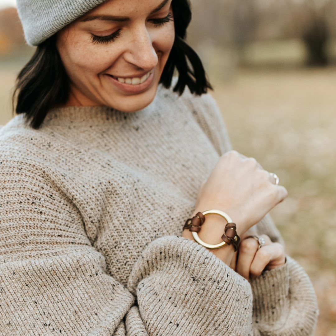 Leather ring bracelet on sale