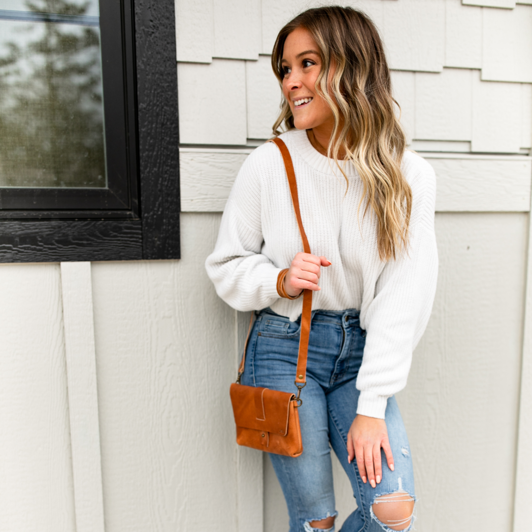 brown crossbody bag outfit