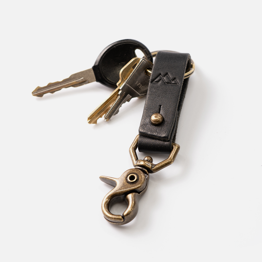 Black Clip Leather Keychain